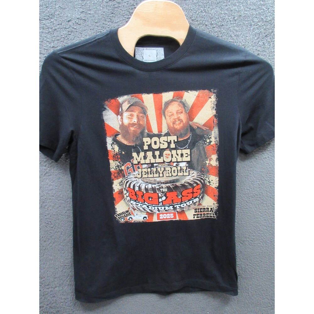 NWOT Post Malone Jelly Roll Big Ass Stadium Tour 2025 T-shirt Men's Large